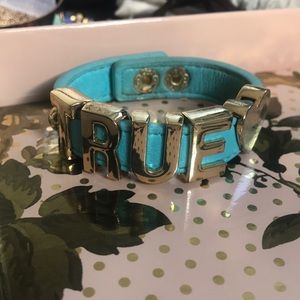 Bcbg true heart charm bracelet aqua blue gold